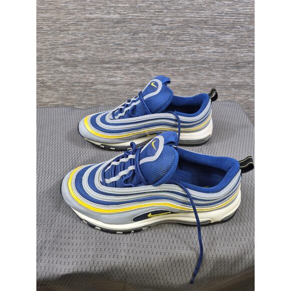 Nike Air Max 97 Shoes Mens Size 10.5 Blue Yellow Running Sneakers 921826-006